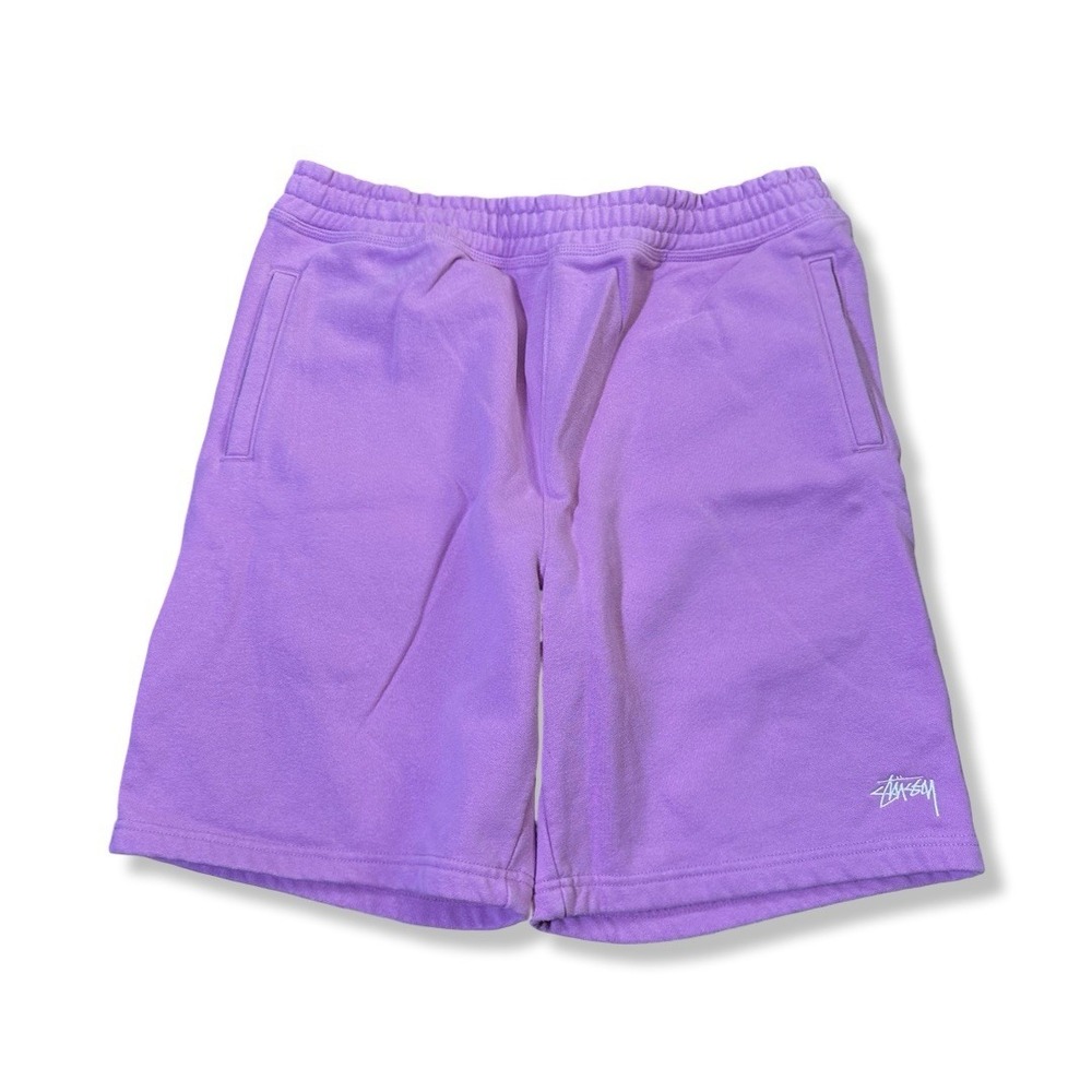 Stussy Men's Fleece Sweat Shorts Stock Logo Elastic Waist Pink Size XL